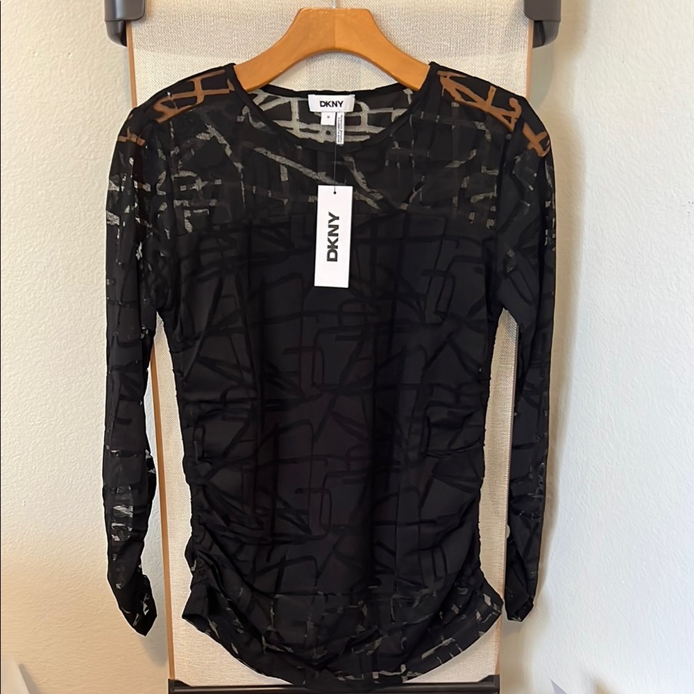 DKNY Black Patterned Women's Top